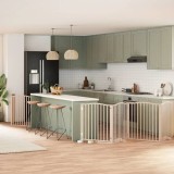 vidaXL Poartă de c&acirc;ini pliabilă cu ușă, 6 panouri, 480 cm, lemn plop 3155613