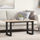 VidaXL Masă de cafea, cadru O, 90x40x45 cm, lemn masiv pin și Oţel
