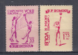ROMANIA 1955 LP 387 CAMPIONATELE EUROPENE DE VOLEI SERIE SARNIERA, Nestampilat