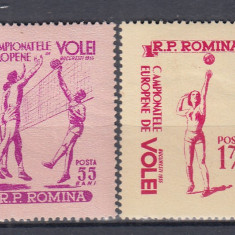 ROMANIA 1955 LP 387 CAMPIONATELE EUROPENE DE VOLEI SERIE SARNIERA