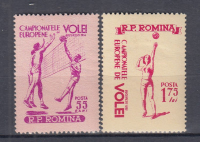 ROMANIA 1955 LP 387 CAMPIONATELE EUROPENE DE VOLEI SERIE SARNIERA foto