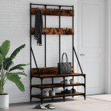 vidaXL Suport de haine cu raft de pantofi stejar fumuriu, 100x40x184cm