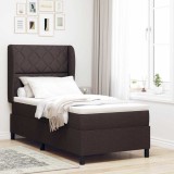 VidaXL Pat cu arcuri cu saltea Maro &icirc;nchis 90 x 200 cm țesătură