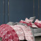 Lenjerie de pat pentru o persoana cu husa elastic pat si 2 fete perna dreptunghiulara, Bevin, bumbac mercerizat, multicolor