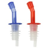 Cumpara ieftin Set 2 dopuri picuratoare pentru sticle, rosu si albastru, dozatoare cu gura curbata pentru lichide