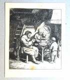 Adriaen van Ostade &quot;Binecuvantarea mesei&quot; gravura cca 1782-1803, Scene gen, Cerneala, Altul