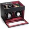 Cutie intors ceasuri iUni, Watch Winder 2 + 3 Compartimente accesorii, Piele ecologica, Negru-Rosu