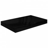 Raft de perete suspendat, negru extralucios, 40x23x3,8 cm, MDF