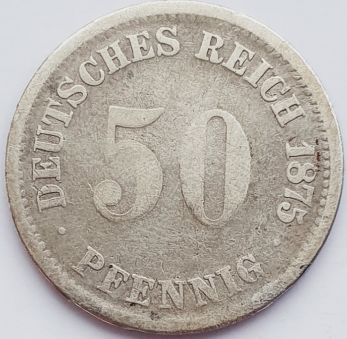 323 Germania 50 pfennig 1875 Wilhelm I (type 1 - large shield) km 6 argint