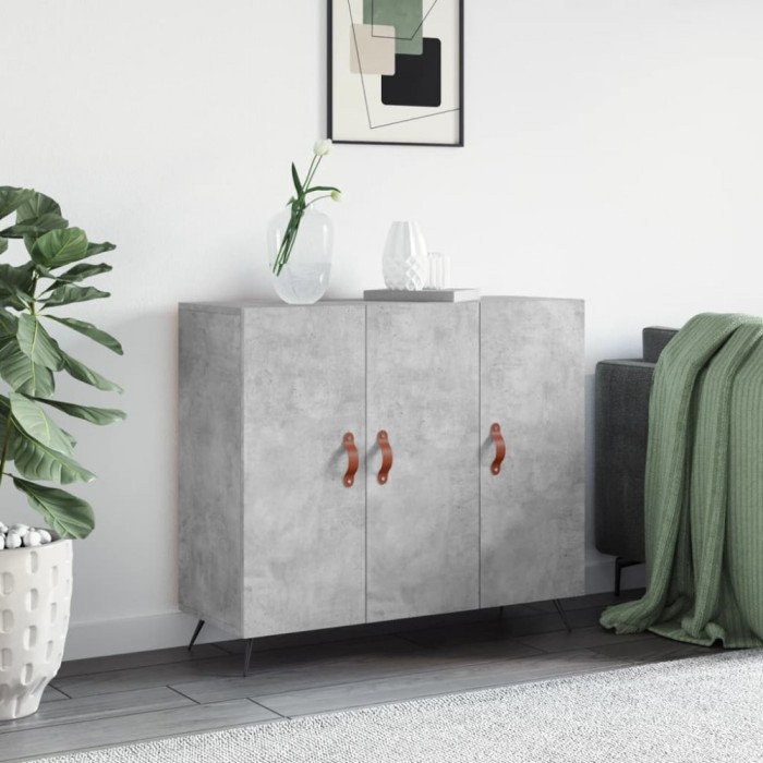 vidaXL Servantă, gri beton, 90x34x80 cm, lemn compozit