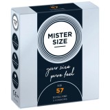 Prezervative MISTER SIZE 57mm, 3 bucati, Latex natural, Ultra-subtire 0.05mm, Lubrifiate, Transparente