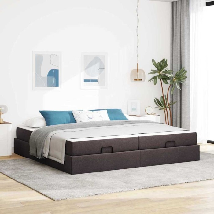 vidaXL Cadru de pat cu depozitare Maro &icirc;nchis 200 x 200 cm țesătură 3399518