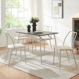 Set masa cu 4 scaune Omso gri/alb pentru bucatarie si dining