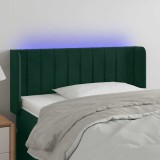 vidaXL Tăblie de pat cu LED, verde &icirc;nchis, 83x16x78/88 cm, catifea 3123507