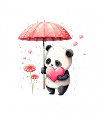 Sticker decorativ Panda in ploaie, Roz, 61 cm, 3519ST foto