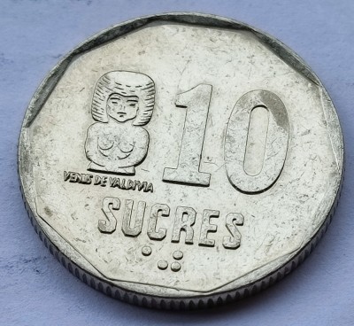 395. Moneda Ecuador 10 sucres 1988 foto