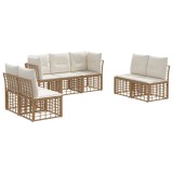 vidaXL Set de canapele de exterior cu pernă 7 pcs natural Poliester 3437434