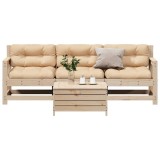 vidaXL Set mobilier de grădină cu perne, 4 piese, lemn masiv de pin
