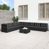 Cumpara ieftin Set mobilier de grădină cu perne, 8 piese, negru, poliratan