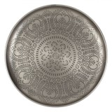 Platou Decorativ, Metalic, Model Marocan, Culoare Argintie, Diametru 30cm, &Icirc;nălțime 3cm, Oem