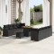 Set de canapele pentru gradina Gossi cu 11 piese cu perne negru poliratan acacia, canapea de gradina Gossi pentru doua persoane cu depozitare si perne