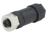 Mufă M12 4 PIN mamă pe cablu cu şurub