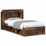 vidaXL Cadru de pat cu depozitare Stejar fumuriu 100 x 200 cm 3433451
