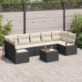 Cumpara ieftin Set de canapele de grădină 8 piese cu perne, Negru, din rattan polietilenic