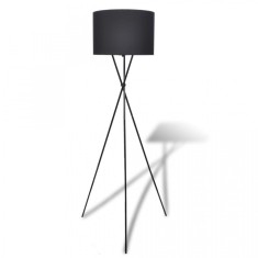 Lampa de podea cu abajur ?i stativ, negru foto