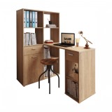 Cumpara ieftin Birou cu etajera din pal melaminat maro stejar sonoma Mineson 124x90x145 cm