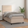 VidaXL Pat box spring cu saltea, cappuccino, 90x200 cm piele ecologică 3142766