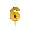 Lumanare pentru tort cifra 6, flippy, 4.8 cm, aniversare, aurie