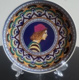 Platou, farfurie decor pe suport expunere, portelan,sistem agatat,superb portret, Decorative