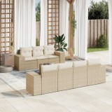 VidaXL Set canapele de grădină, 8 piese, cu perne, bej, poliratan