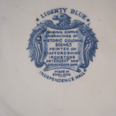 LIBERTY BLUE INDEPENDENCE HALL PLATE MADE IN ENGLAND VINTAGE