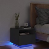 VidaXL Noptieră cu lumini LED, negru, 40x39x37 cm