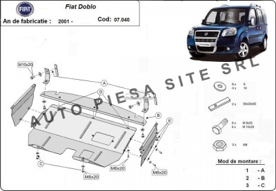 Scut metalic motor Fiat Doblo fabricat incepand cu 2001 APS-07,040 foto