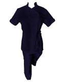 Costum Medical Pe Stil, Bluemarin cu Elastan, 97% Bumbac, Model Andreea - 3XL, 3XL, Bleumarin