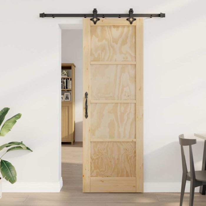 Ușă glisantă cu set de accesorii &#039;ORKDAL&#039;din lemn solid de pin