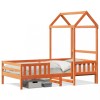 Gossi cadru de pat cu acoperis maro ceruit 80x200cm lemn masiv pin