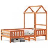 Gossi cadru de pat cu acoperis maro ceruit 80x200cm lemn masiv pin