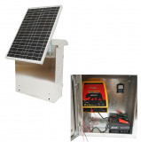 Pachet aparat generator impulsuri 12 Joule panou solar 30W baterie 12V 12Ah cutie din inox pentru gard electric (BK87633)