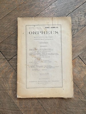 Orpheus. Revista pentru cultura clasica Anul I Nr. 6 Noiembrie - Decembrie 1925 foto