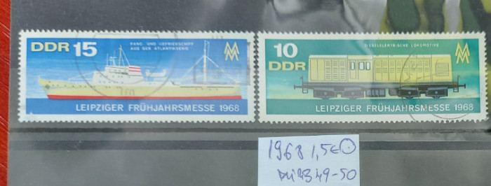 TS21 - Timbre serie DDR - 1968 Trenuri - Vapor Maritim Mi1349-50