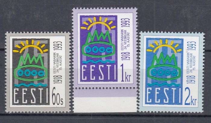 ESTONIA 1993 A 75-a ANIVERSARE A REPUBLICII SERIE MNH