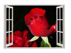 Autocolant decorativ, Fereastra, Arbori si flori, Multicolor, 83 cm, 326ST foto