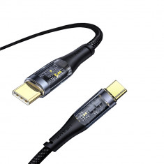 USAMS - Icy Series Cablu de date (US-SJ574) - Type-C la Type-C, PD, 100W, 1.2m - Negru