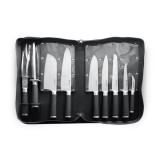 Set 9 cutite profesionale Kurt Scheller Edition, lame inox cu rezistenta foarte mare, geanta suport inclusa, Hendi