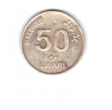 Moneda Maldive 50 laari 1990, stare buna, curata