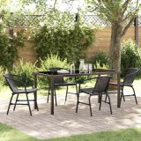 VidaXL Set de masă pentru grădină 5 pcs Negru Rattan poli